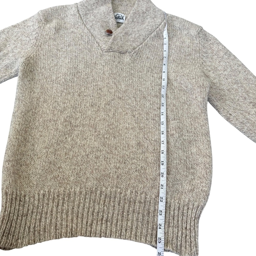 Woolrich Vintage Shawl Collar Wool Sweater Mens Oatmeal Pullover Fisherman S/M - Picture 6 of 7